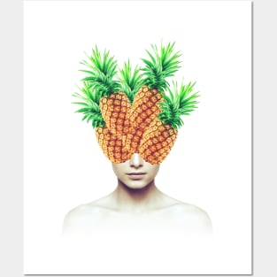 Pineapple head portrait Posters and Art